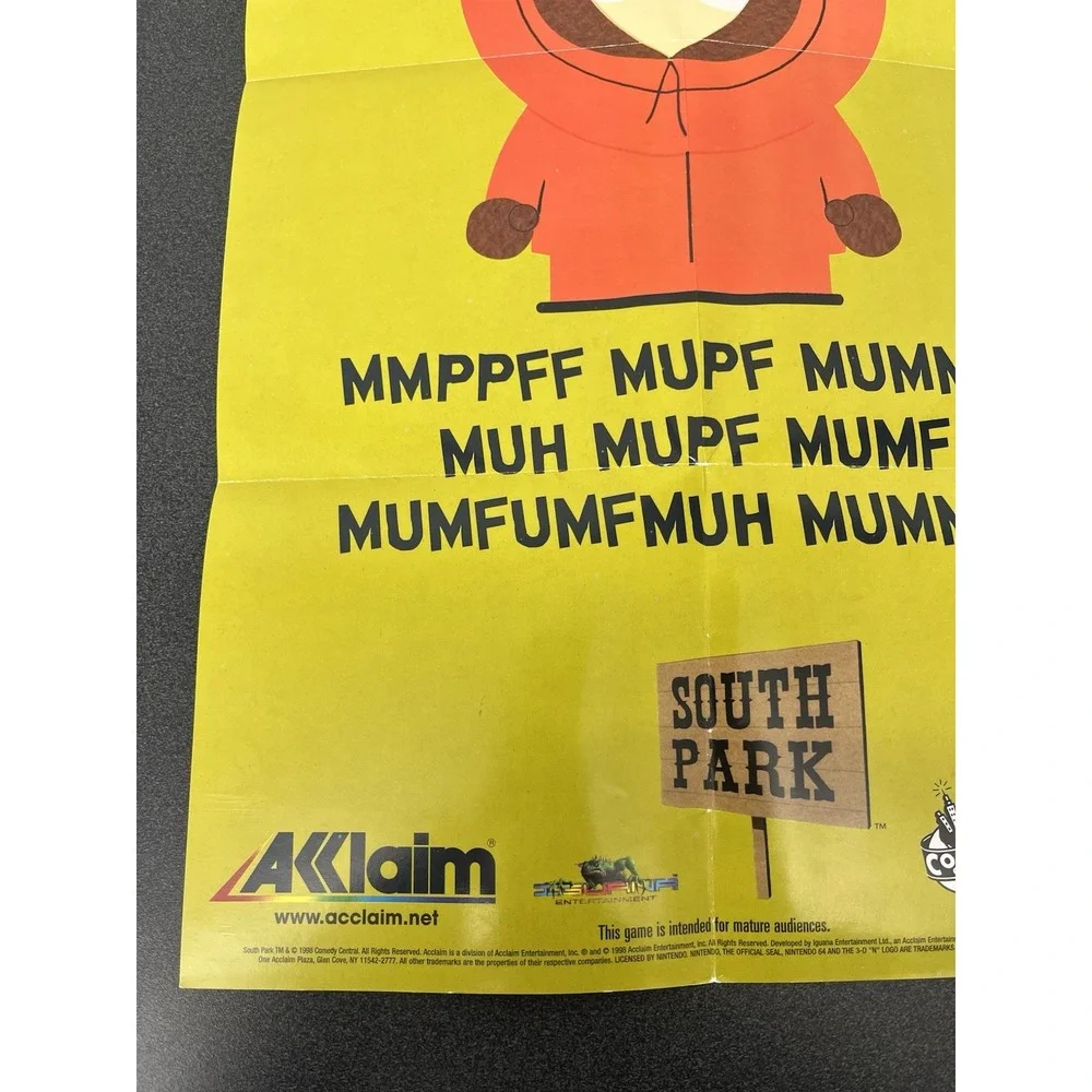 Shadow Man South Park N64 Authentic Poster Insert Only Nintendo 64 Two-Sided